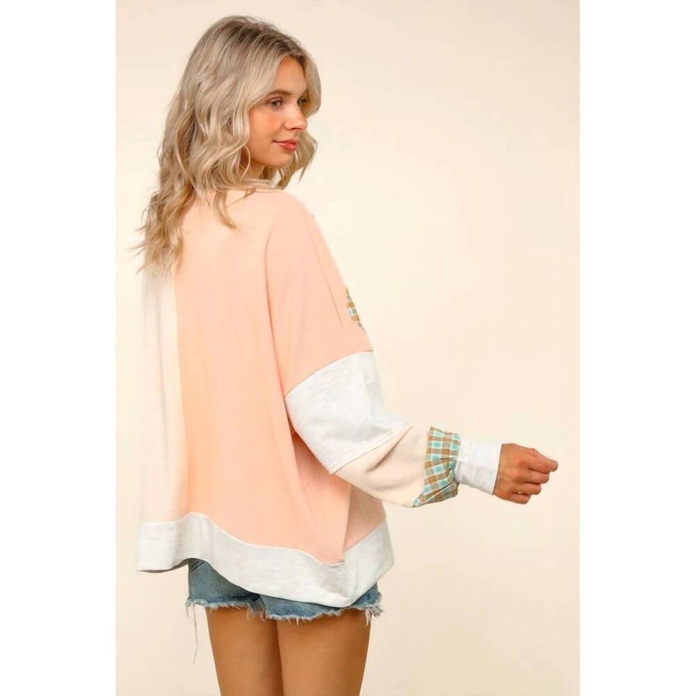 NEW HAPTICS color block oversized pullover top in floral - Picture 2 of 3